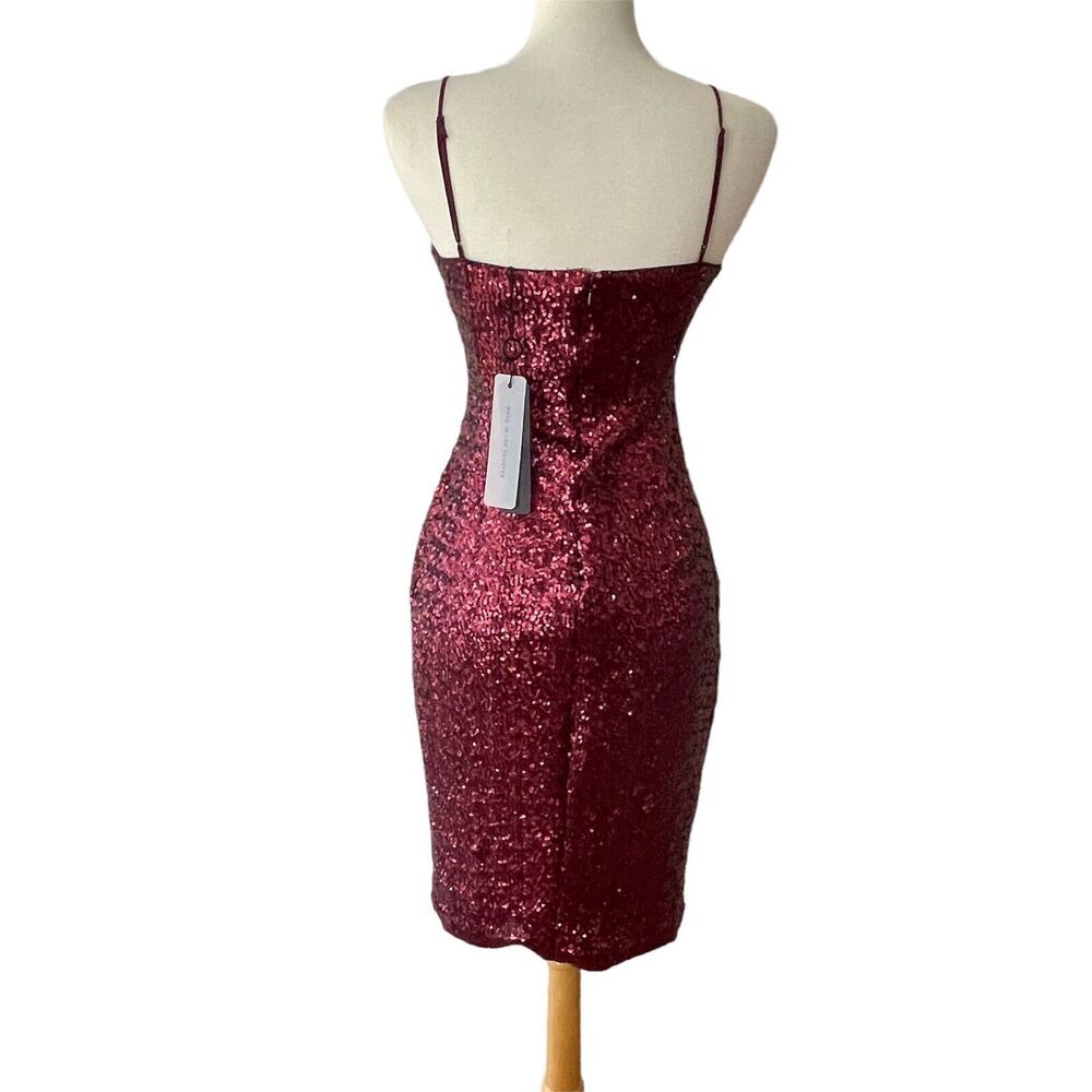 Black Halo Bowery Sequined Sheath Dress Size 2 Red Pinot Noir 2010s Formal NWT - Picture 7 of 12